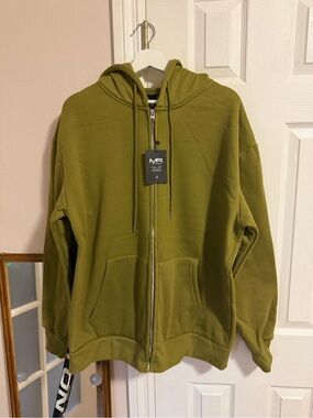 MF Essentials Olive Green Full-Zip Hoodie for Men